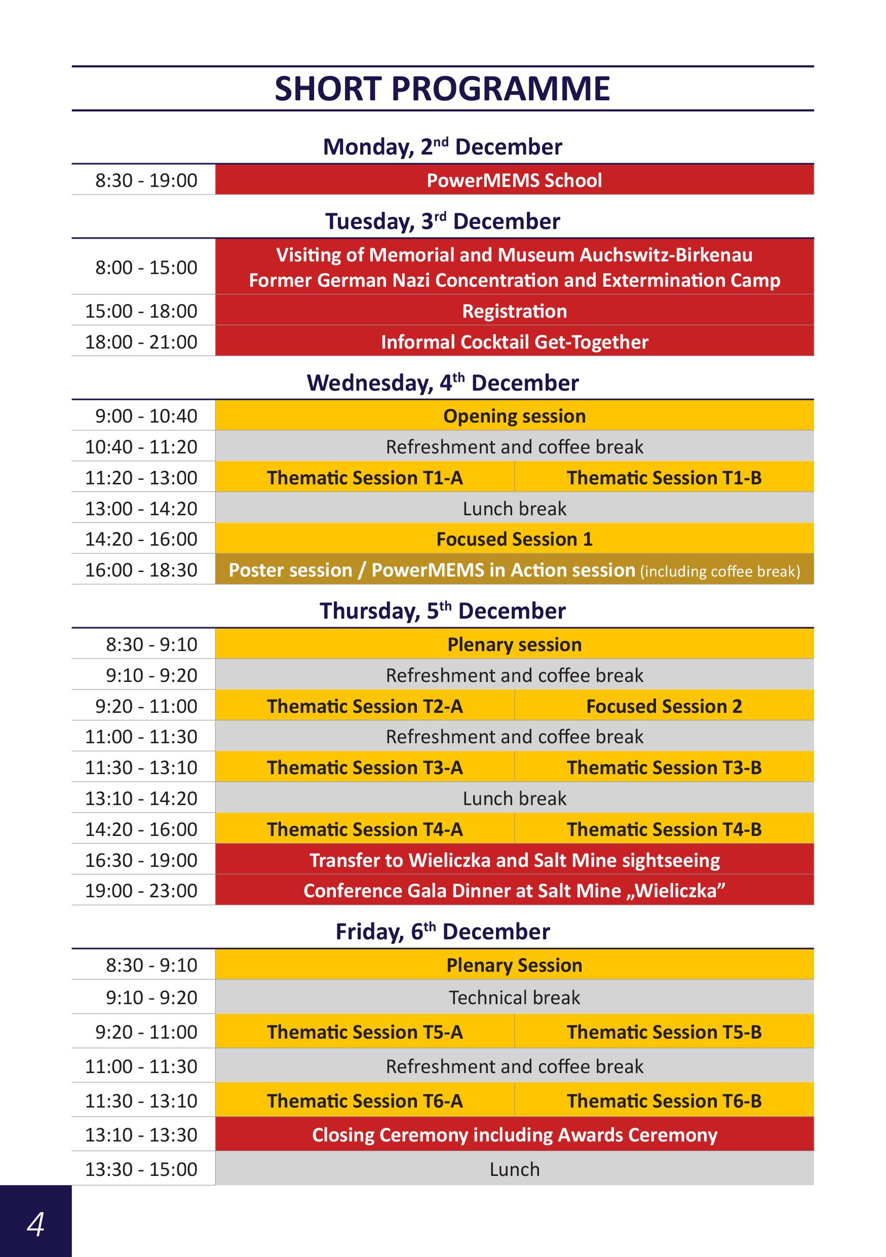 Conference Program Power Mems 2019